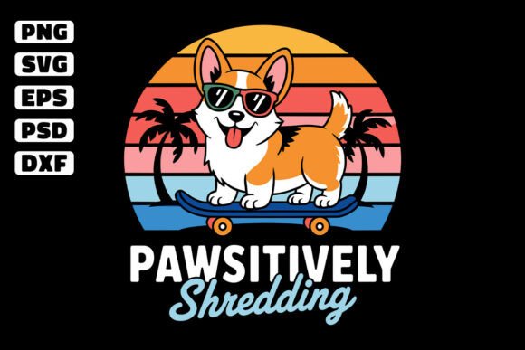 A Skateboarding Corgi Graphic for Crafts & Creative Clients