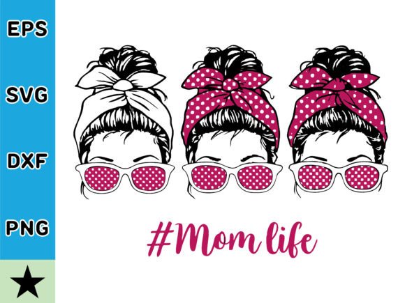 Polka Dot Messy Bun Mom SVG for Graphics & Crafts