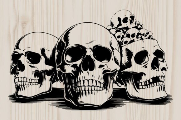 Skull Pile Line Art SVG for Bold Brand Graphics