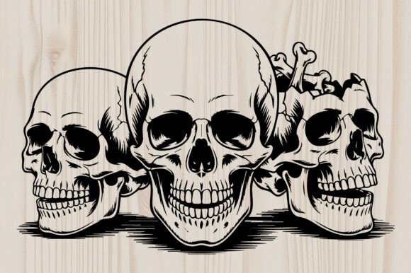 Triple Skull Graphics for Crafts and Commercial Projects